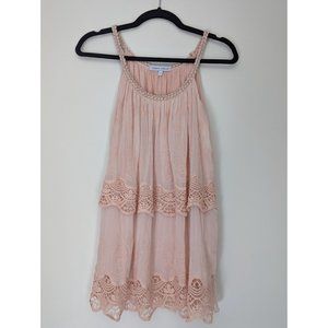 Tempo Paris Light Pink Silk Blend Embroidered Tank